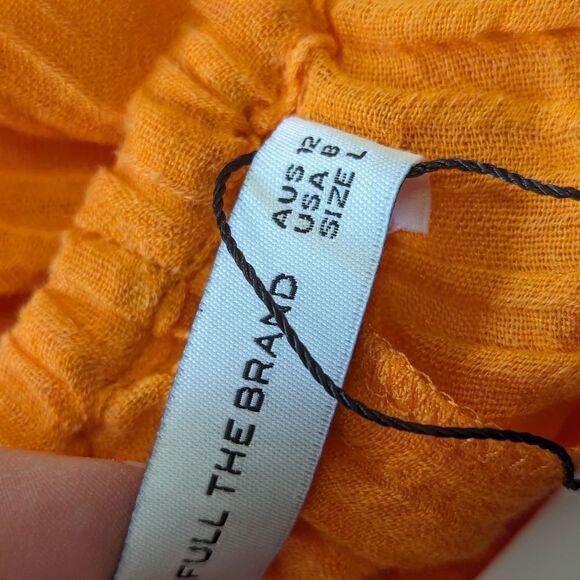 Faithfull French Linen Blend Rupina Pants L NWT Resort Wide Leg | Bold & Bright - Picture 10 of 12